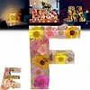 Veilleuse LED avec lettres imprim&eacute;es de fleurs s&eacute;ch&eacute;es en r&eacute;sine