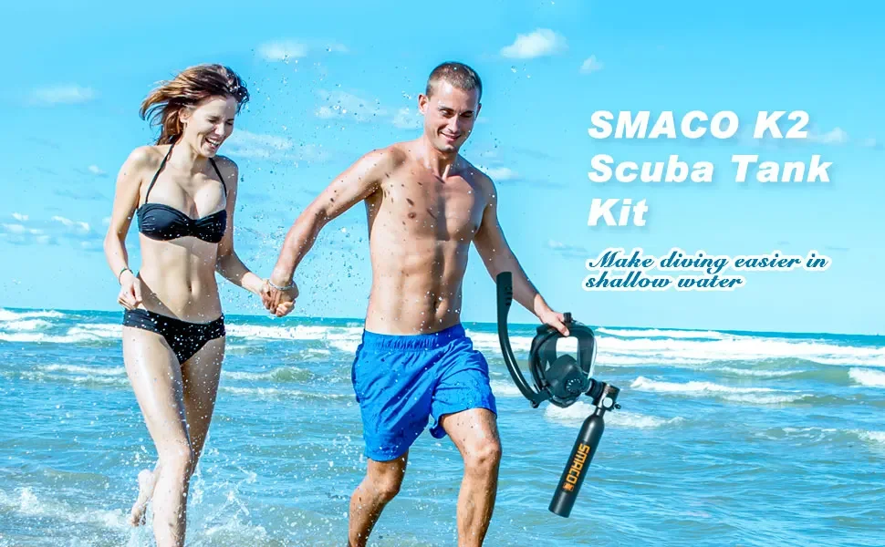 SMACO-Mini rezervor de scufundare cu mască snorkel, kit cilindru de scufundare, portabil, mic, față completă, 0,5L