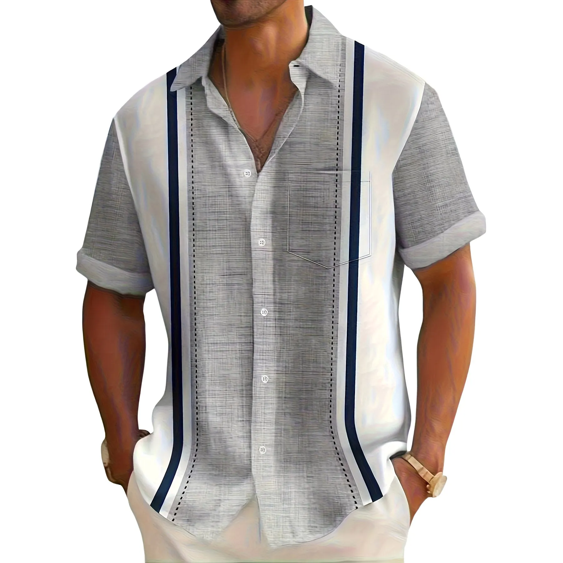 Purple Stijn striped resort shirt