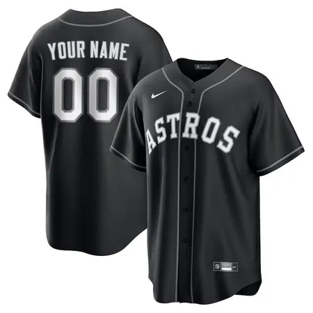 Men's Houston Astros Custom Black Lights Out Replica Jersey