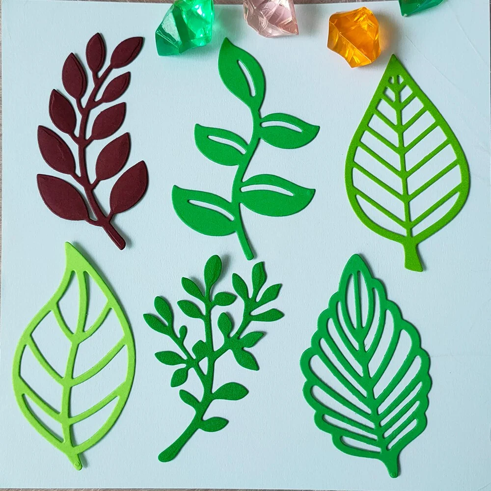 New 6 pcs Green leaves metal cutting die mould scrapbook decoration embossed photo album decoration card making DIY handicrafts