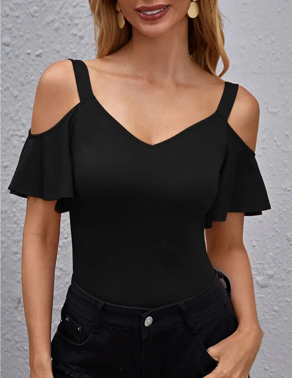 Brownm Elegant Ruffled Slim Fit Camisole Casual Blouses