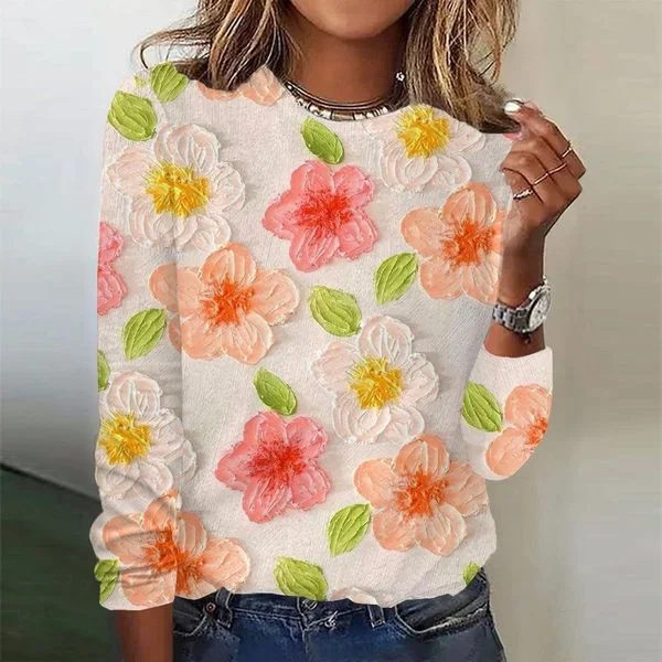 2024 Women's New 3D Printed Floral Top