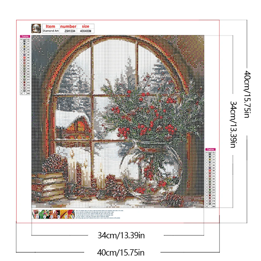 Diamond Painting - Full Round Drill - Xmas Snow View(Canvas|40*40cm)