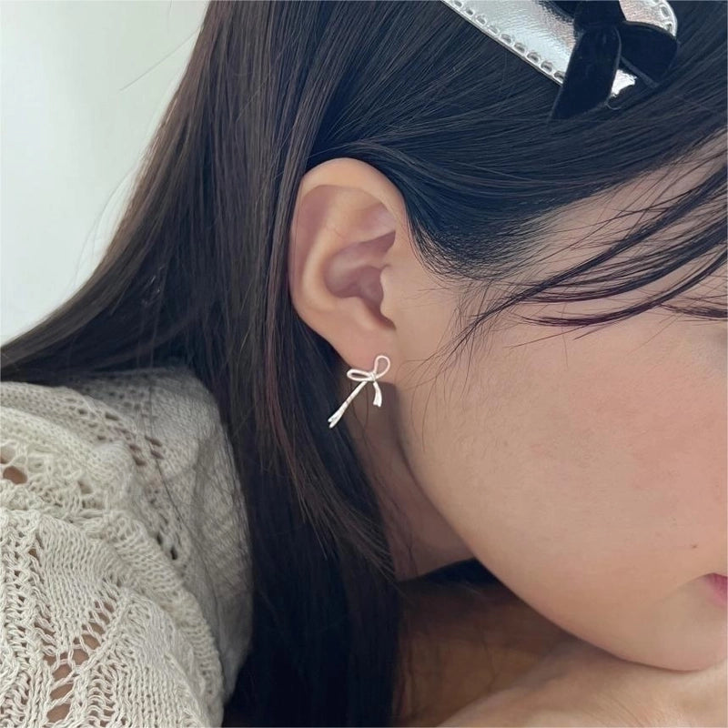 1 Pair Sterling Silver Bow Knot Ear Studs