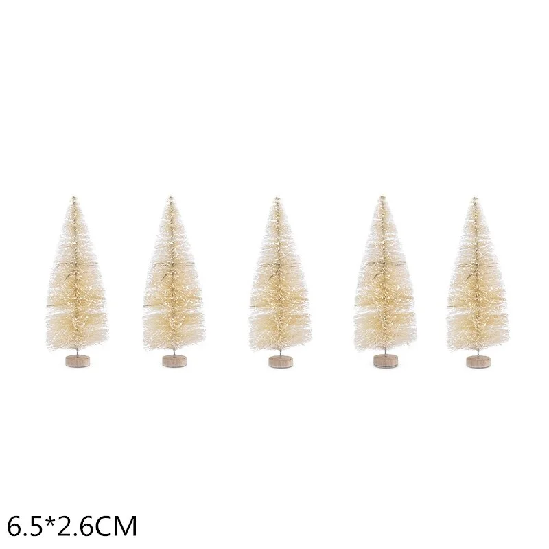 5Pcs 5-16cm Sisal Fiber Mini Christmas Tree Snow Frost Pine Tree DIY Craft Christmas Party Table Decoration Christmas Ornaments