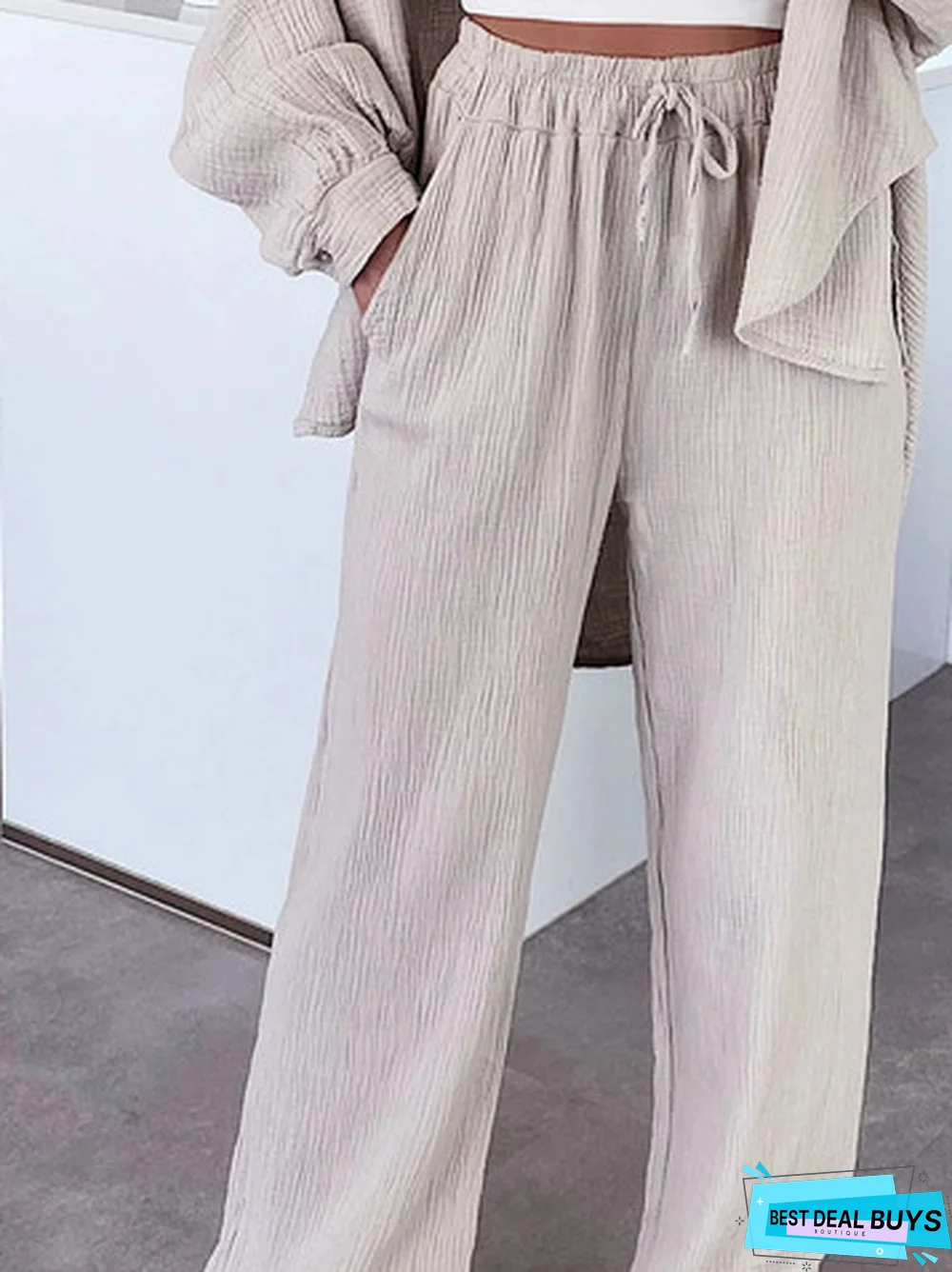 Casual Loose Plain Texture Pants