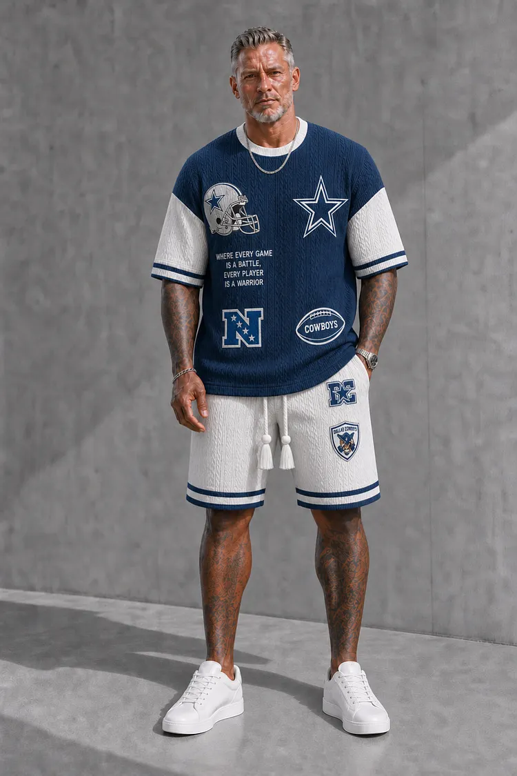 Dallas Cowboys Men&rsquo;s Jacquard Cable-Knit Tee & Shorts Set