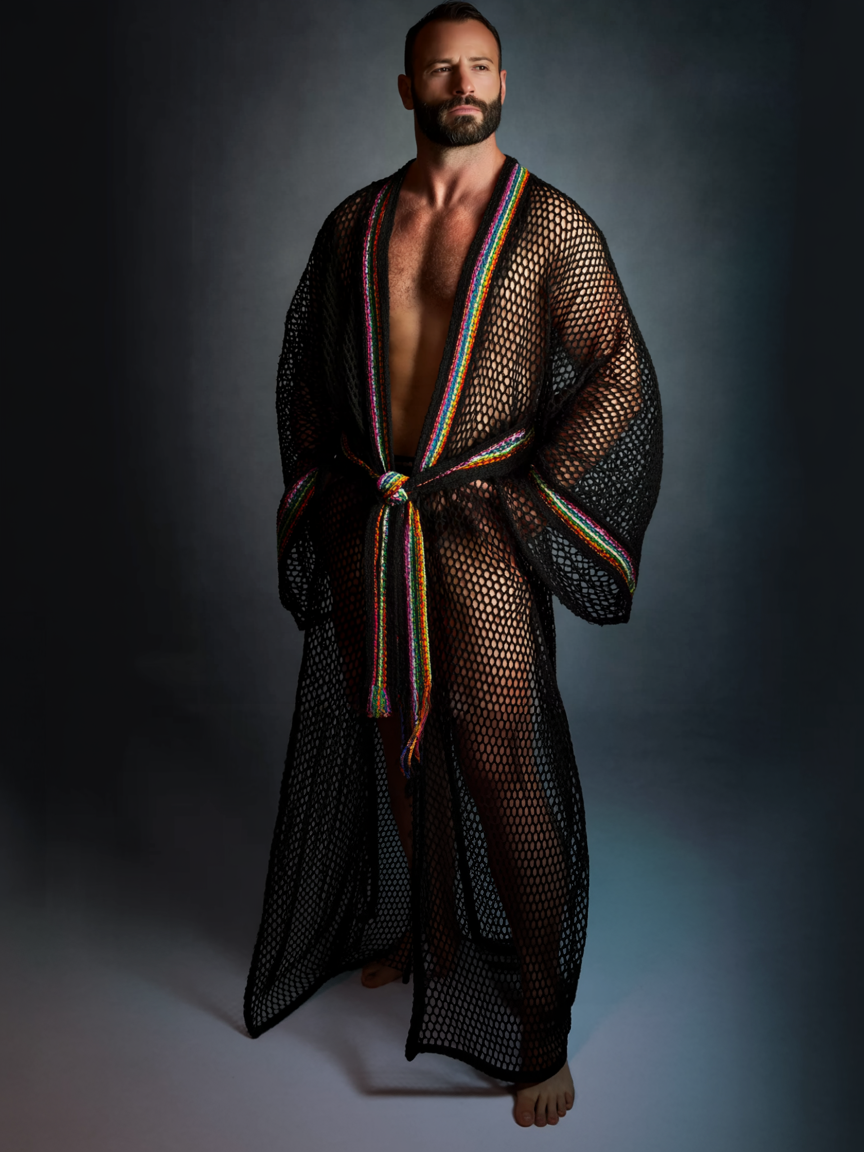 Men's Festival Carnival Mesh Rainbow Robe