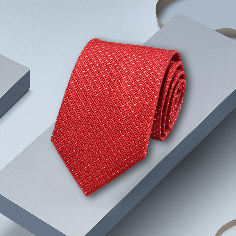 Cravate en soie 100 rouge pour hommes 7.5 cm- SOIE PLUS