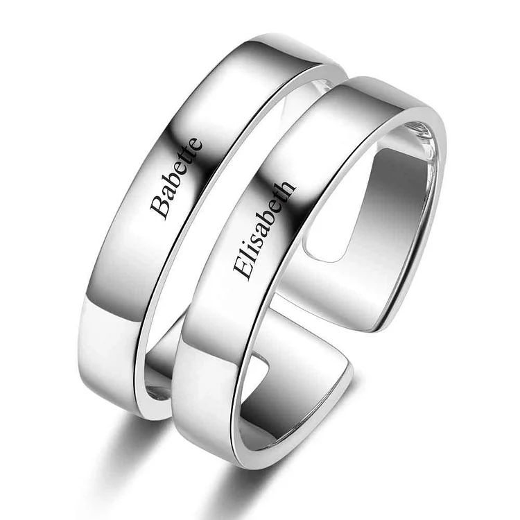 Personalized Silver Ring Engraved 2 Name Custom Ring