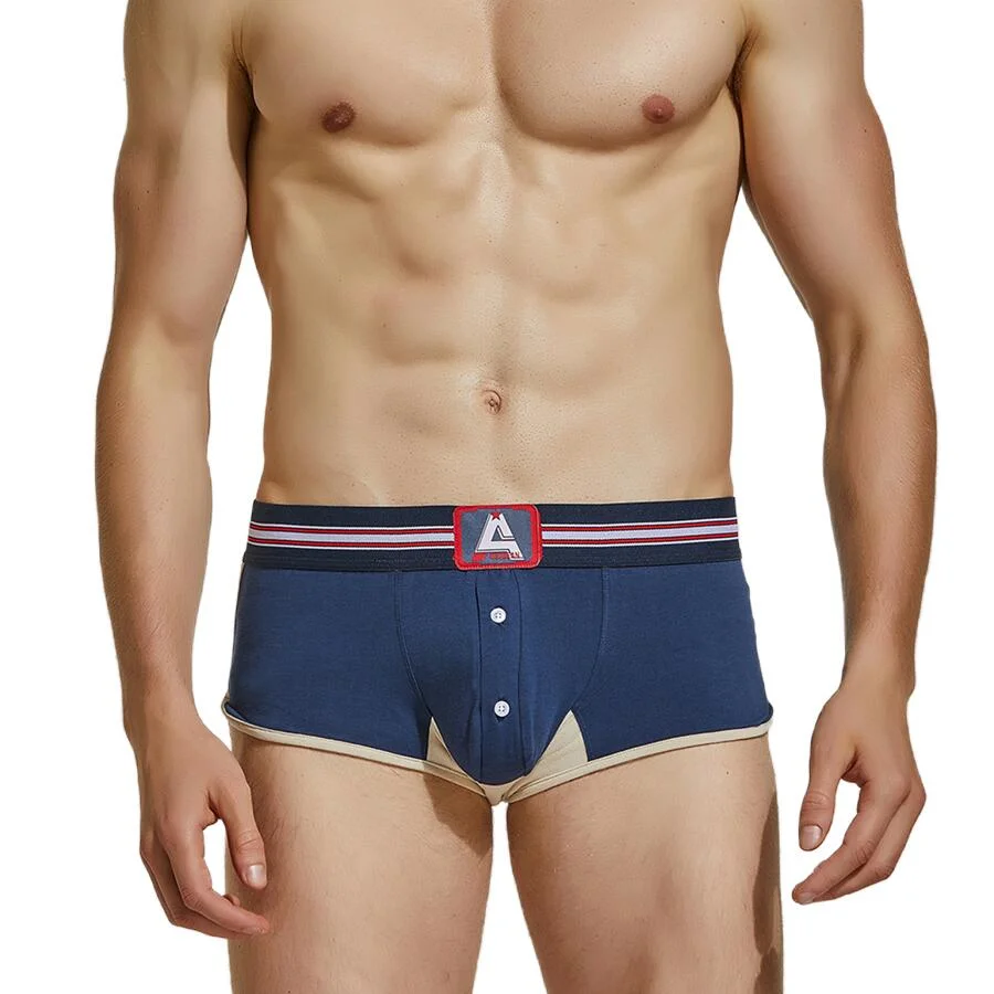 Aonga Men's Boxers Cotton Underwear Boxer Shorts Arrow Panties Button U Convex Design Home Lounge Shorts Pajama Shorts aonga
