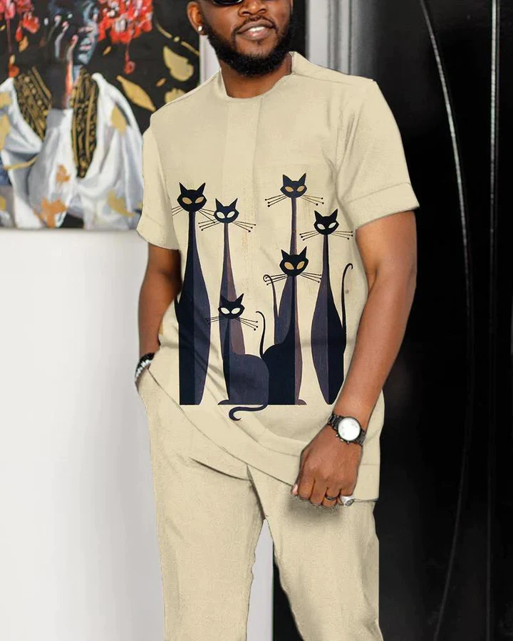 Men's Fun Print Walking Suit-072