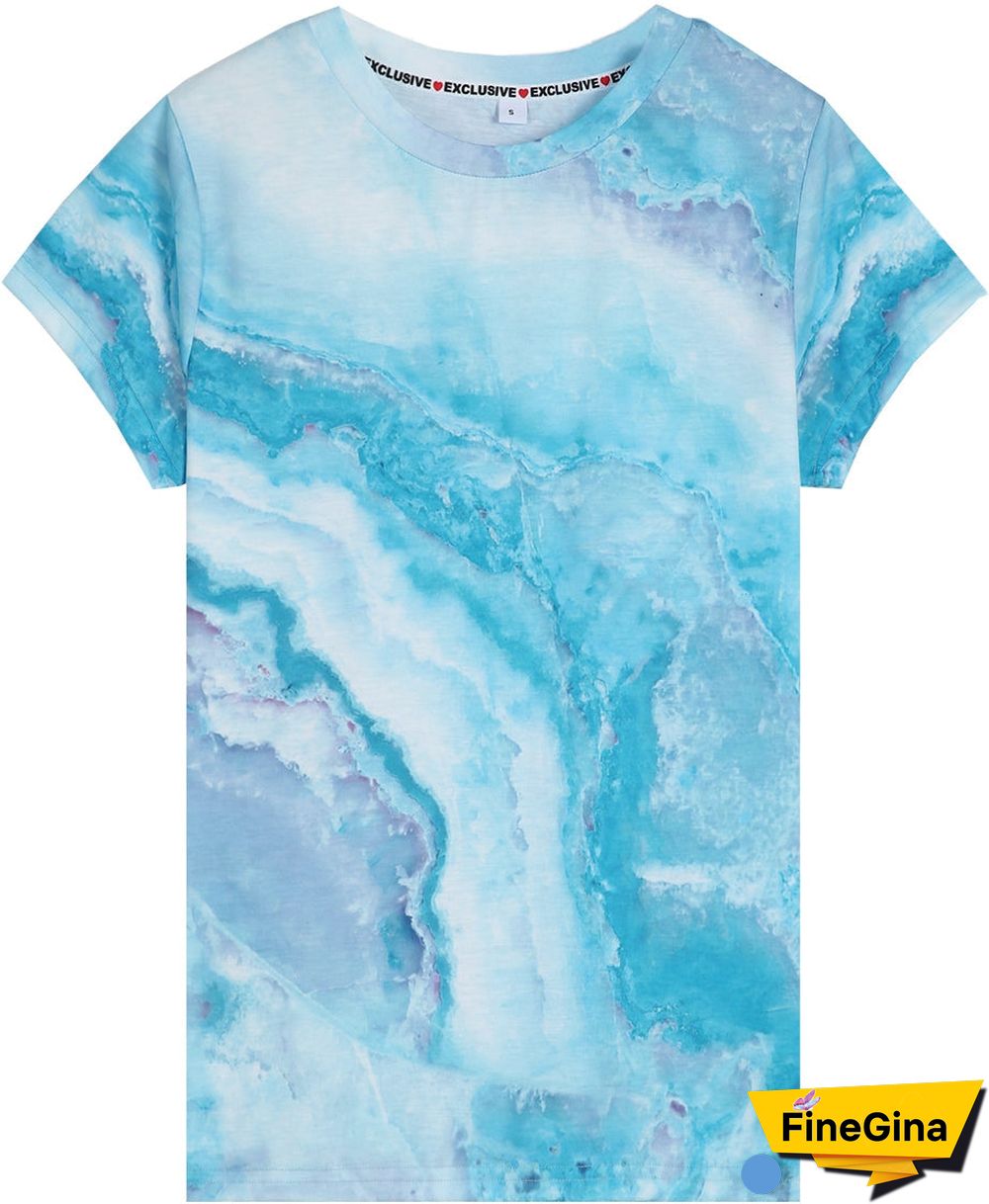 Ocean Dream Blue Marble Print Top