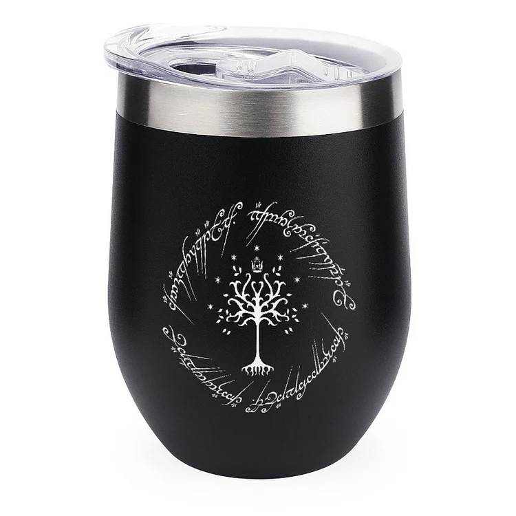 Lotr Style Tree Of Gondor Style White Stainless Steel Insulated Cup - Heather Prints Shirts