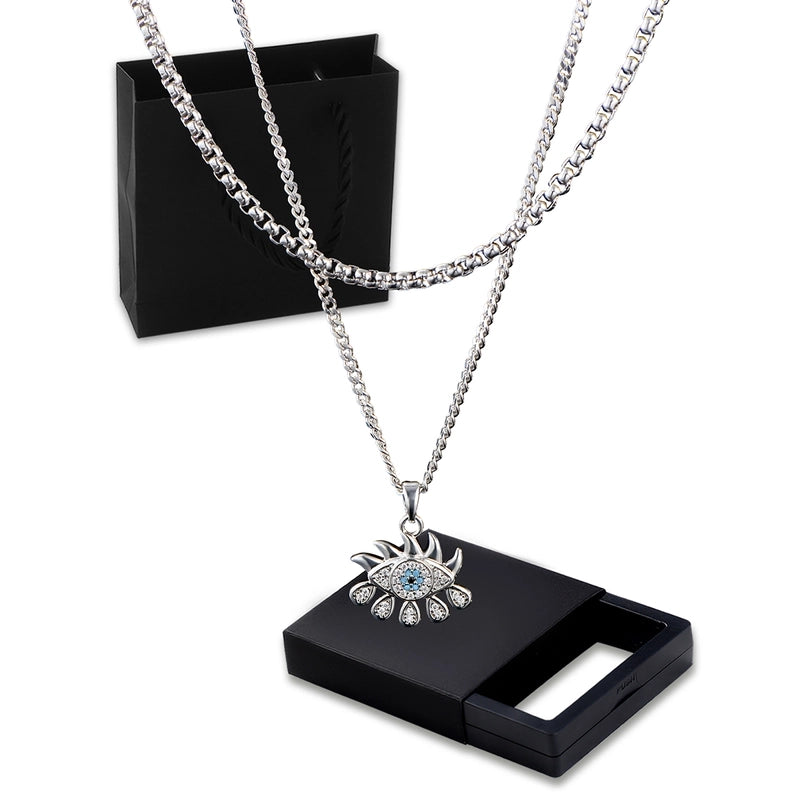 Casual Hip-Hop Eye 304 Stainless Steel Copper Zircon Men's Double Layer Necklaces Men Necklace Sets