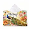DIY Diamond Art Tissue Box Holder Peacock PU Leather Diamond Art Desktop Organizer Resin Rhinestone Storage Organizers Gem Art Home Office Decor Craft Gift