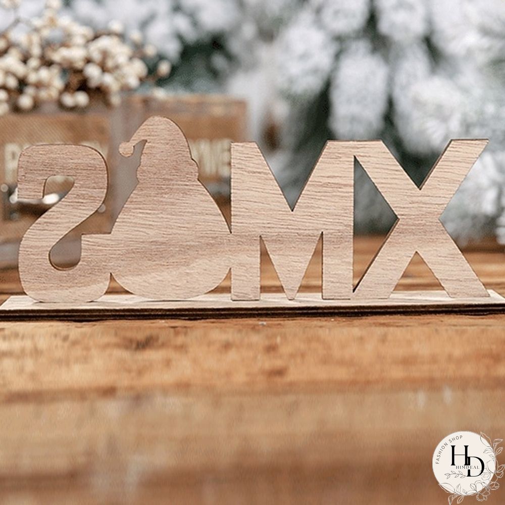 Wooden Freestanding Letters Sign Santa Claus Snowman Snowflakes Christmas Party Home Decorations Desk Xmas Table Gift