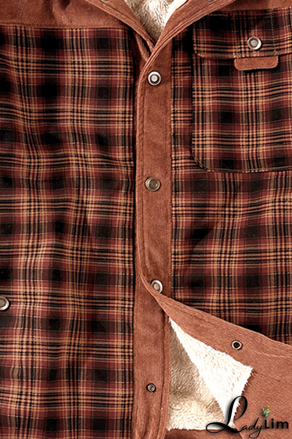 Dark Green Casual Plaid Split Joint Buckle Turndown Collar Outerwear