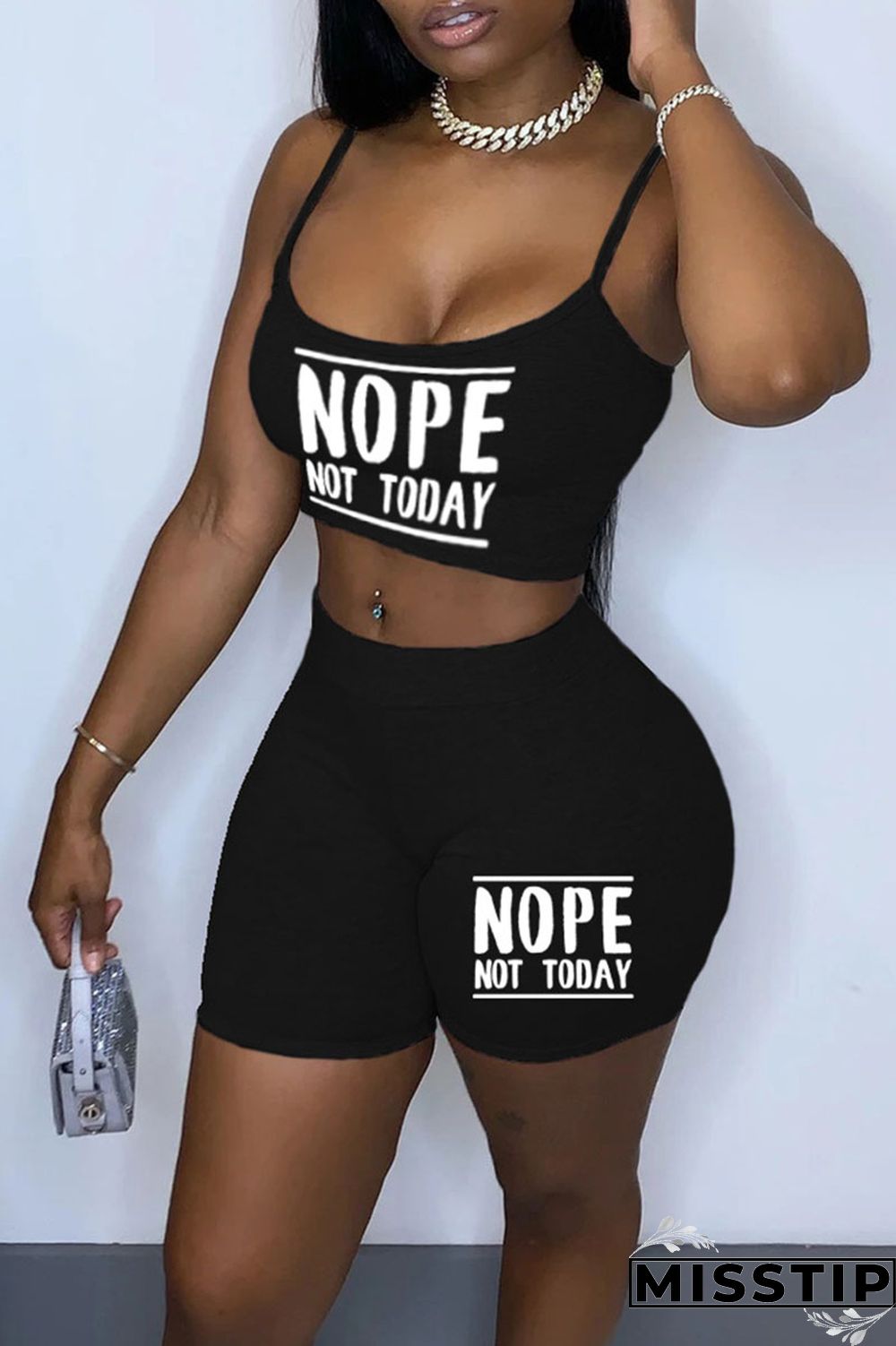 Khaki Sexy Print Patchwork Spaghetti Strap Sleeveless Two Pieces