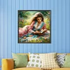 Diamond Painting-DIY Round Part AB Drill Girl Reading Book(45*45CM)