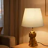 Dog Lamp with White Linen Shade Cute Room Decor White Dog Table Lamp 17.7inch for Living Room Unique Aesthetic Home Room Decor