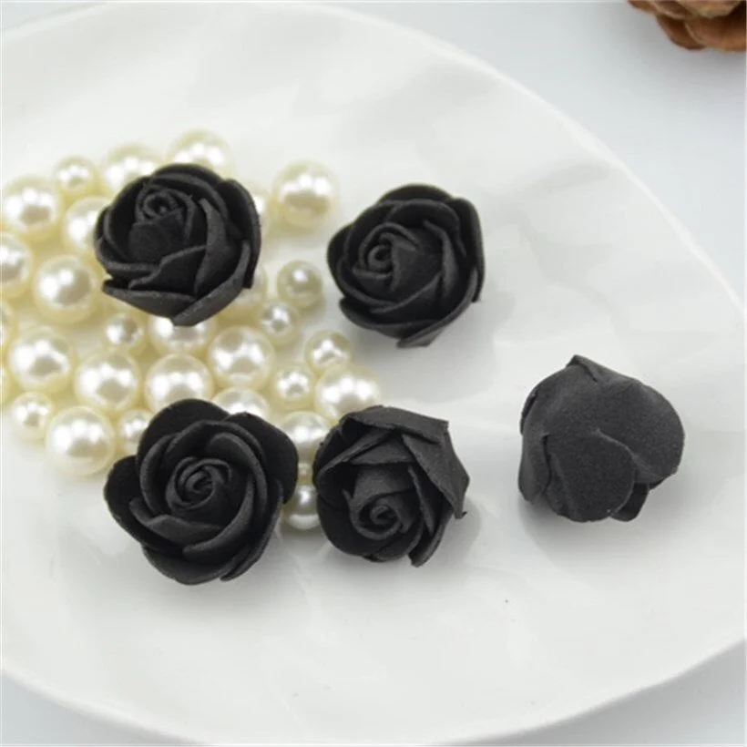 50PCS/Lot Artificial Mini PE Foam Rose Flower Head Handmade DIY Wedding Home Decoration DIY Scrapbooking Fake Flower Kiss Ball