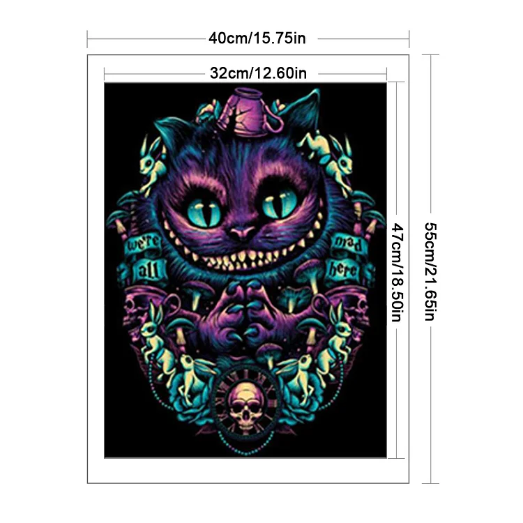 Alice in Wonderland Cheshire Cat - 11CT Printed Cross Stitch - 40 *55cm(Canvas)