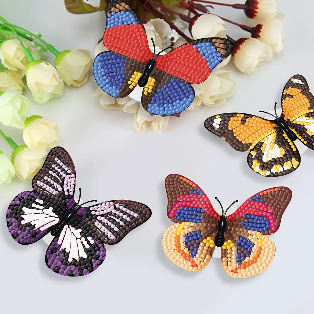 6Pcs Butterfly DIY Diamond Painting Decorative Stickers Set with Light