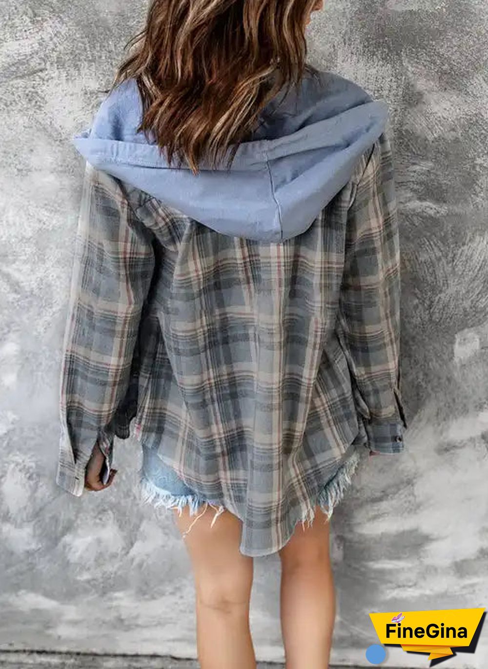 Blue Hoodie Long Sleeve Outerwear