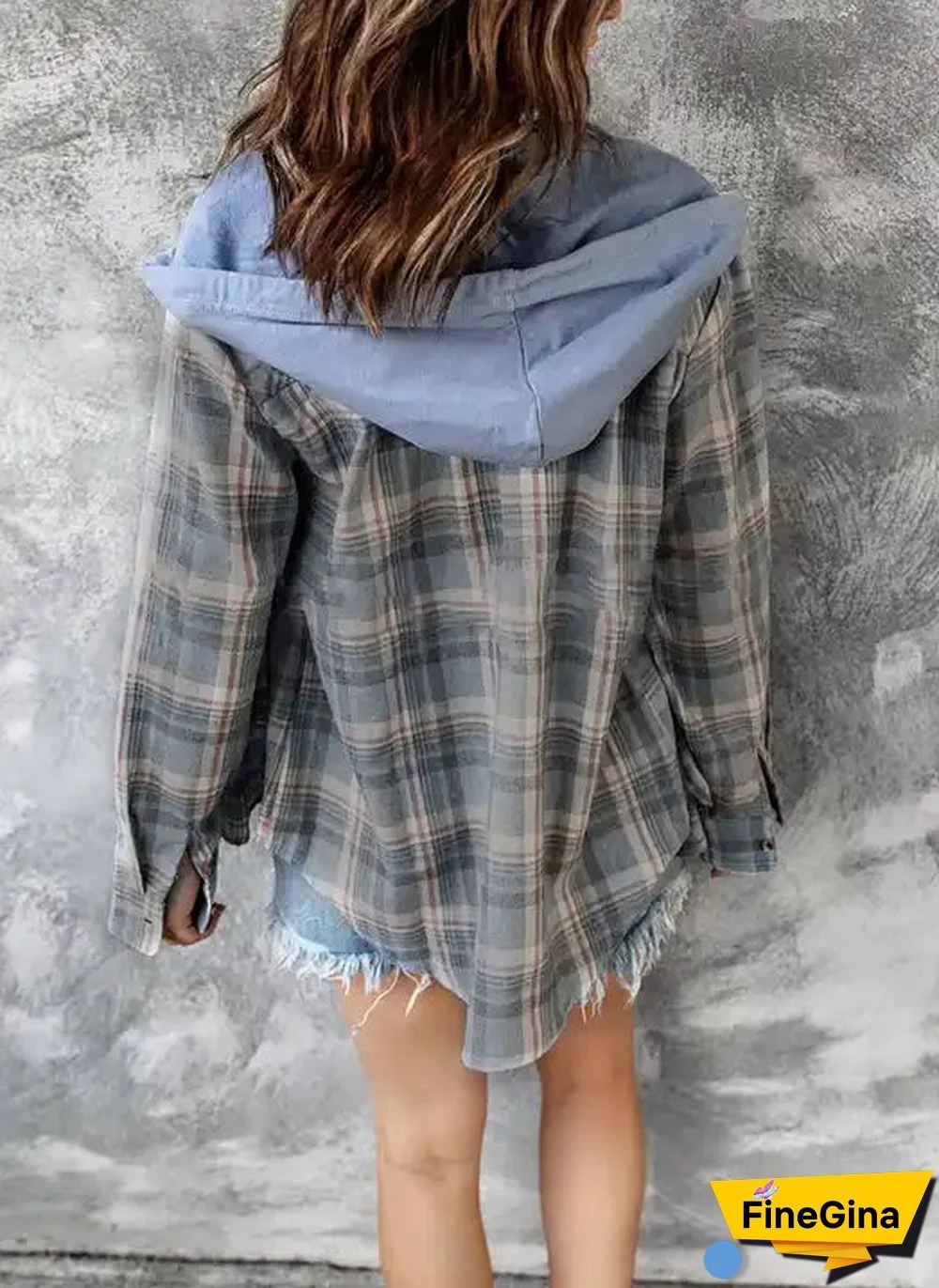 Blue Hoodie Long Sleeve Outerwear