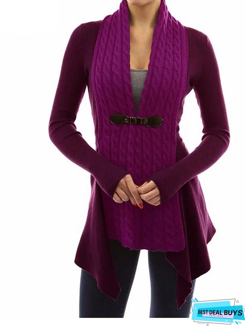 Women's Solid Colored Cardigan Long Sleeve Sweater Cardigans V Neck Black Purple Blushing Pink