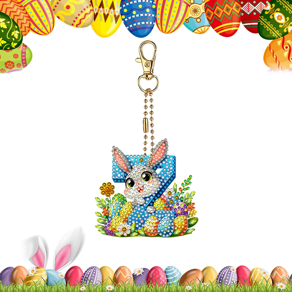 DIY PET Double Sided Special Shaped Easter Alphabet Z Diamond Painting Keychain