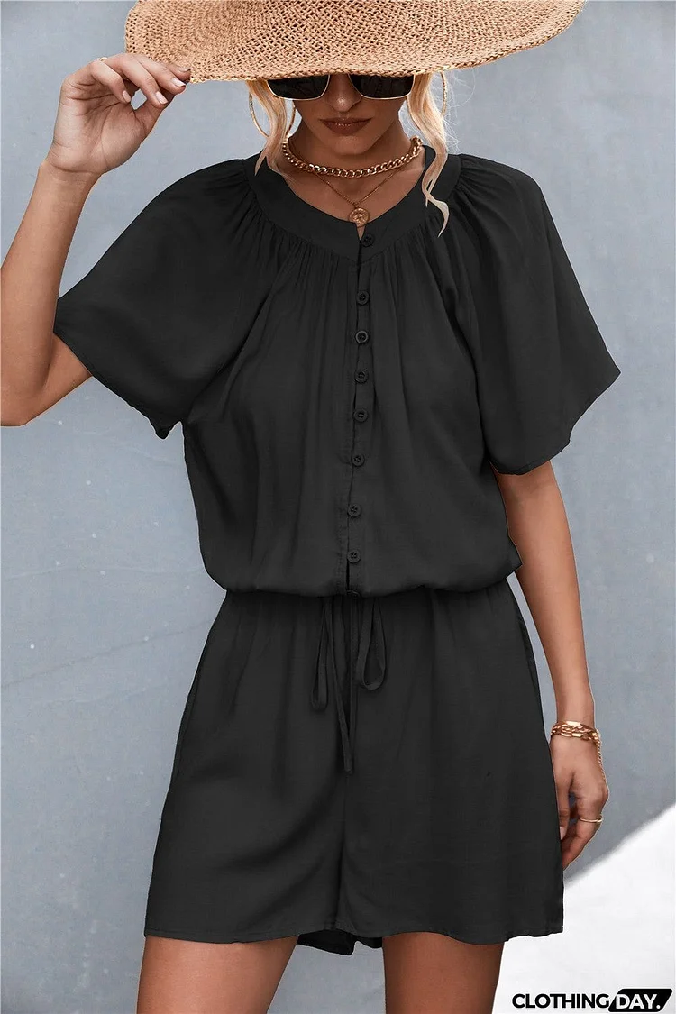 Buttoned Gather Detail Romper