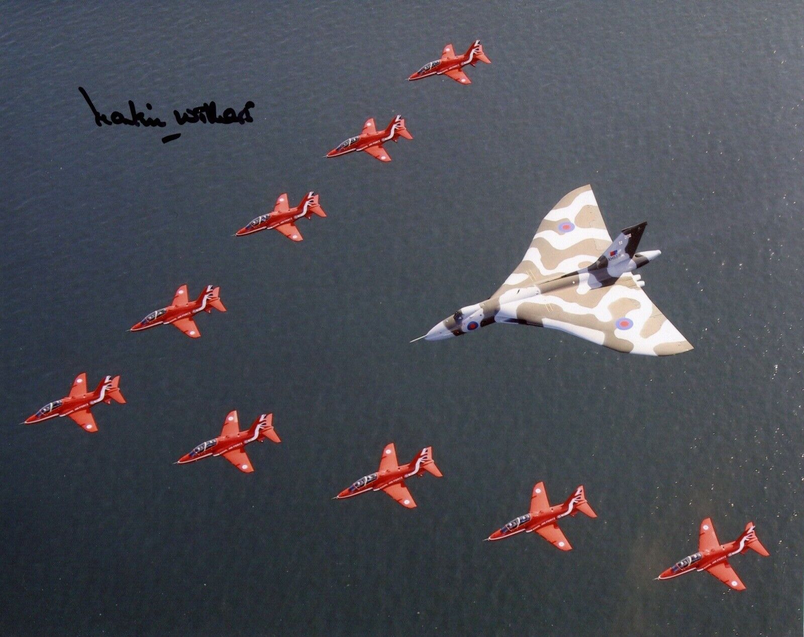 RAF Vulcan The Red Arrows & XH558 Bomber signed 8x10 Photo Poster painting - UACC DEALER