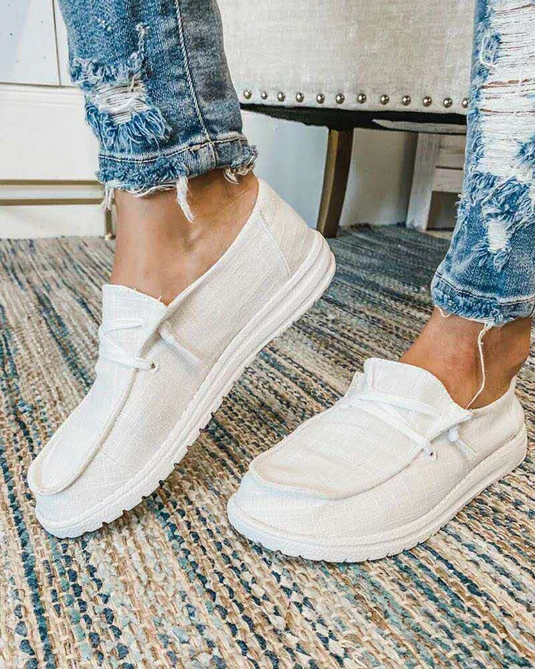 Lace Up Slip On Flat Canvas Sneakers socialshop