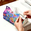 DIY Diamond Art Tissue Box Holder Butterfly Flower PU Leather Diamond Art Desktop Organizer Resin Rhinestone Storage Organizers Gem Art Home Office Decor Craft Gift