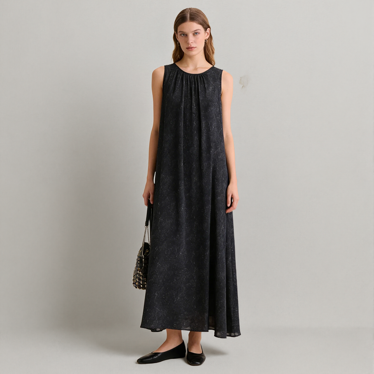Women's Round Neck Longline Silk Crepe De Chine Slip Dress REAL SILK LIFE