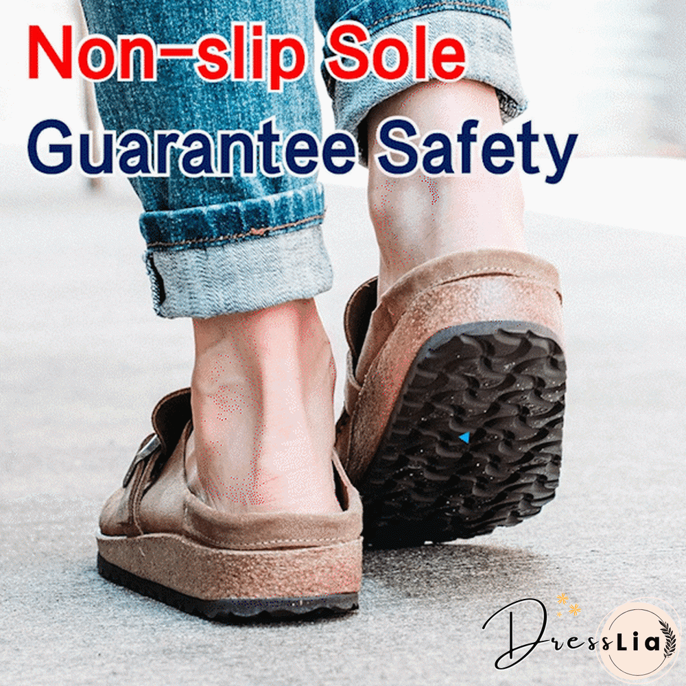 Women Soft Sole Casual Comfy Leather Slip On Sandals