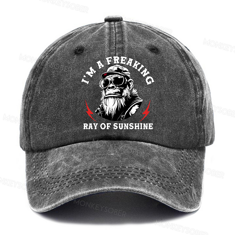 Personalized " I'm A Freaking Ray Of Sunshine" Custom Washed Baseball Caps