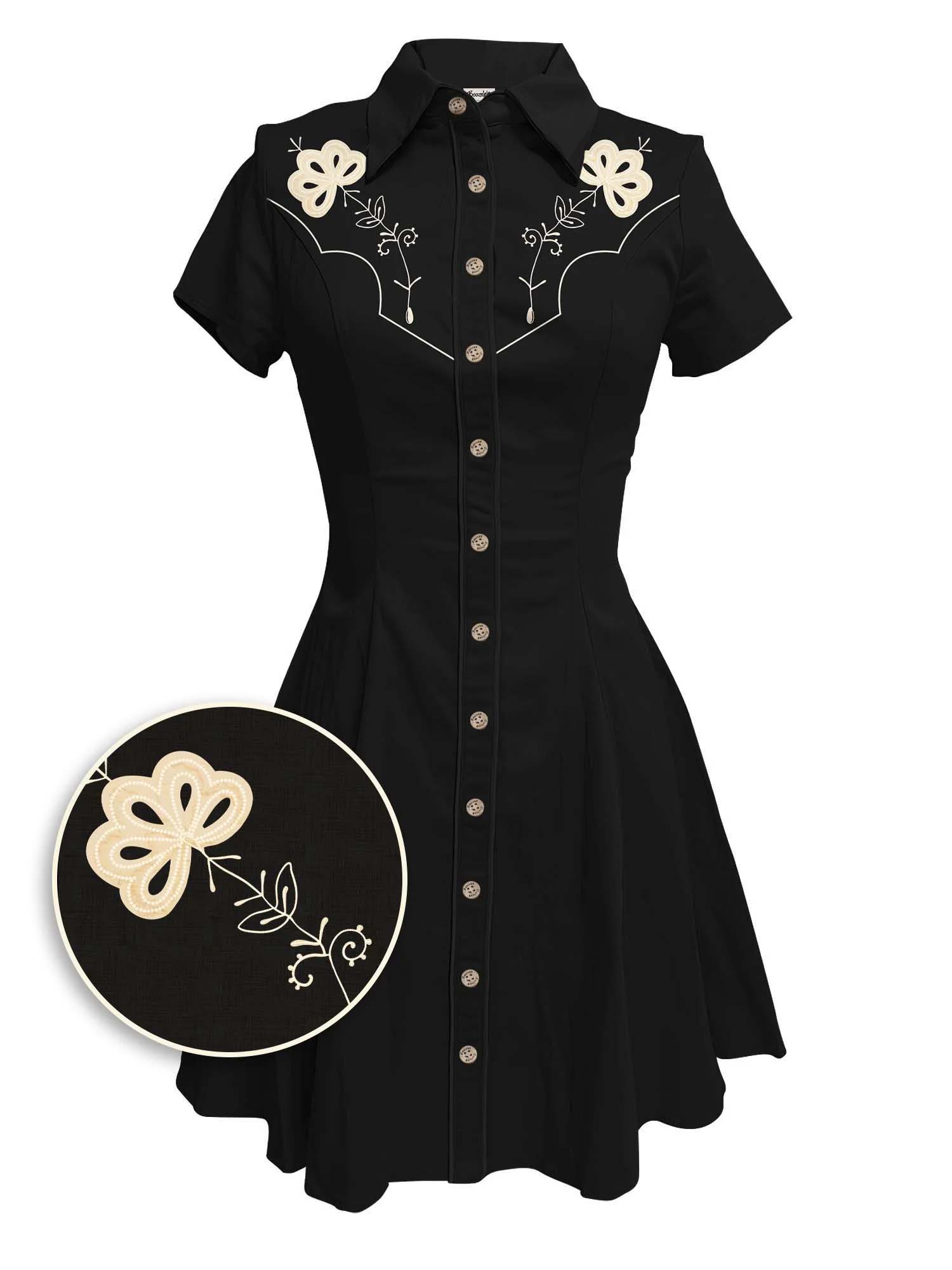 【Embroidery】Classic Vintage Flower - 100% Cotton Dress