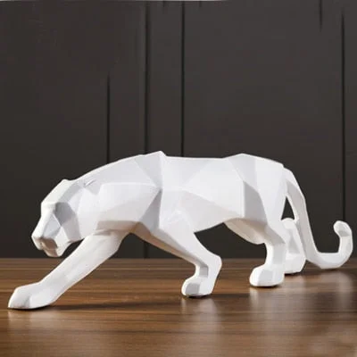 ERMAKOVA Panther Statue Animal Figurine Abstract Geometric Style Resin Leopard Sculpture Home Office Desktop Decoration Crafts