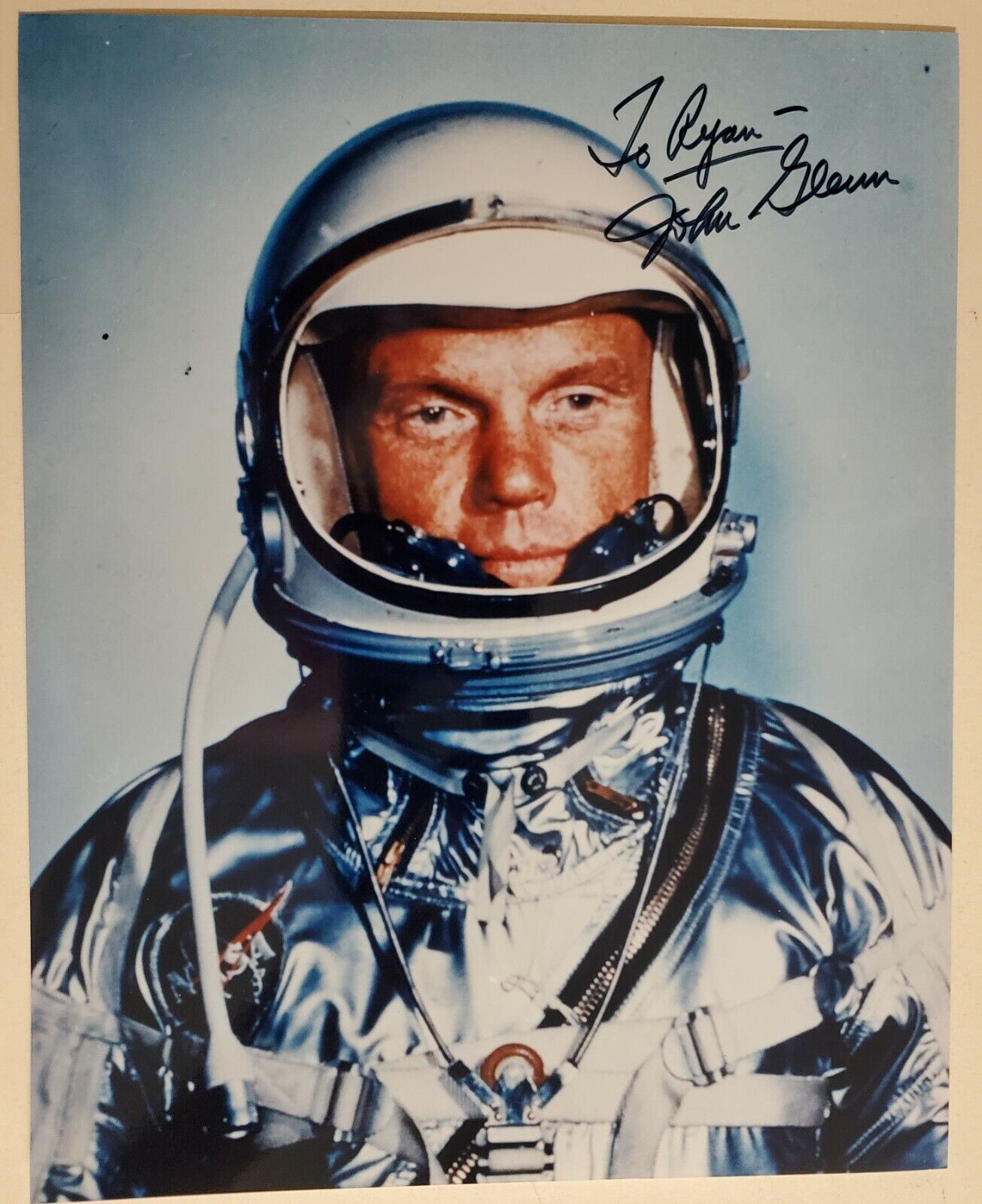 ASTRONAUT JOHN GLENN HAND SIGNED AUTOGRAPHED COLOR Photo Poster painting TO RYAN