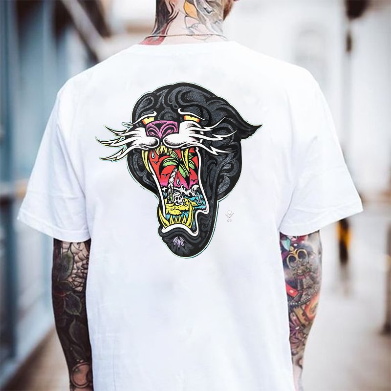 Leopard Sand beach Printed Men's T-shirt Designer - Krazyskull