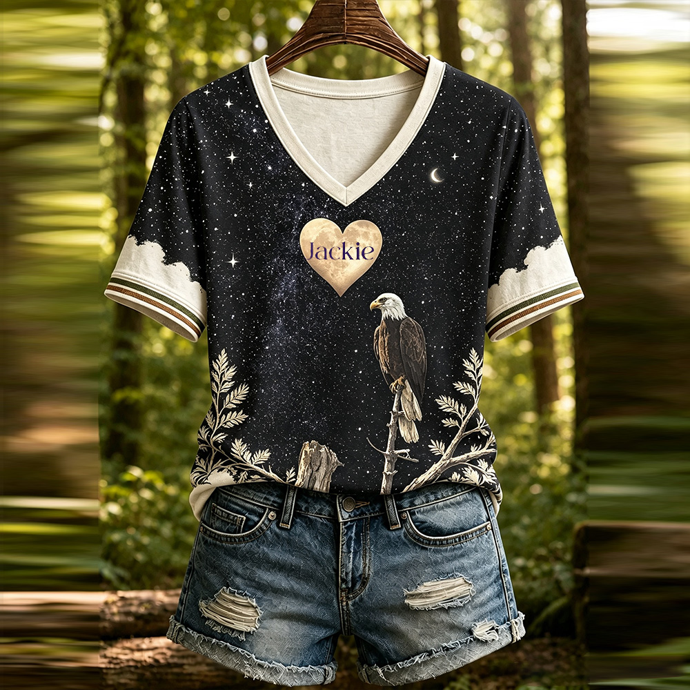 Comstylish Fly Free Jackie Print Crew Neck T-shirt