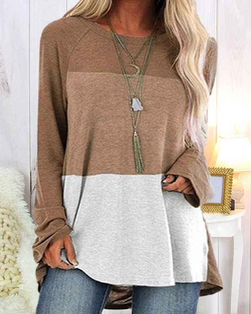 Solid Color Loose Contrasting Top