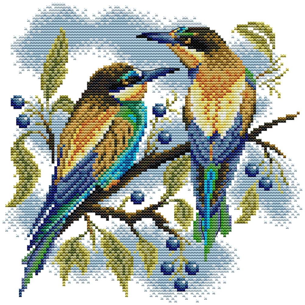 Kingfisher Three Partial 16CT Pre-stamped Washable Canvas(25*25cm) Cross Stitch