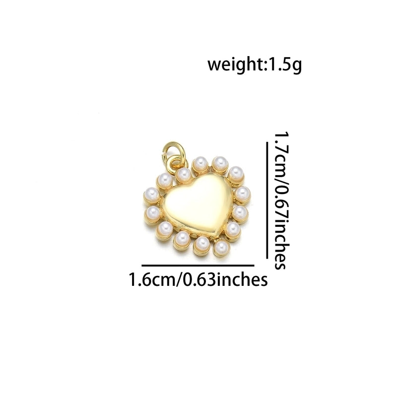 1 Piece 16 * 17mm 18*13mm 19 * 20mm Copper Pearl Zircon 18K Gold Plated Cross Star Heart Shape Polished Pendant