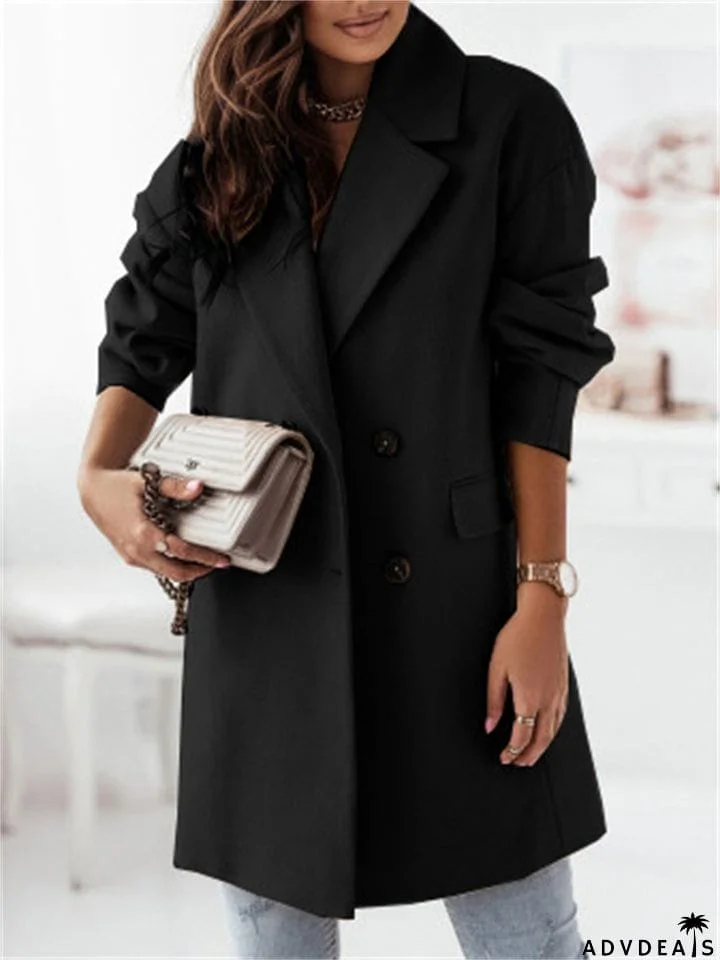 Women's Elegance Double-Breasted Suit Collar Coats
