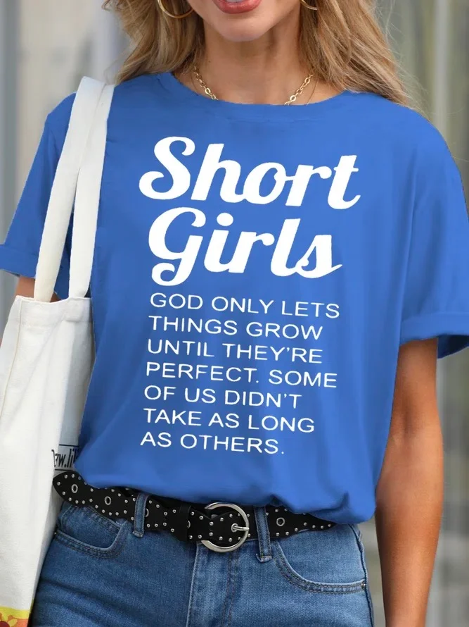 Short Girl Letter Casual Short Sleeve T-shirt socialshop